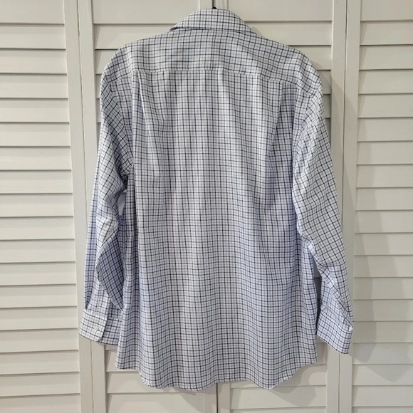 Jos. A. Banks Non-Iron Tailored Fit White Plaid Button-up‎ Long-Sleeve Shirt - Picture 6 of 8